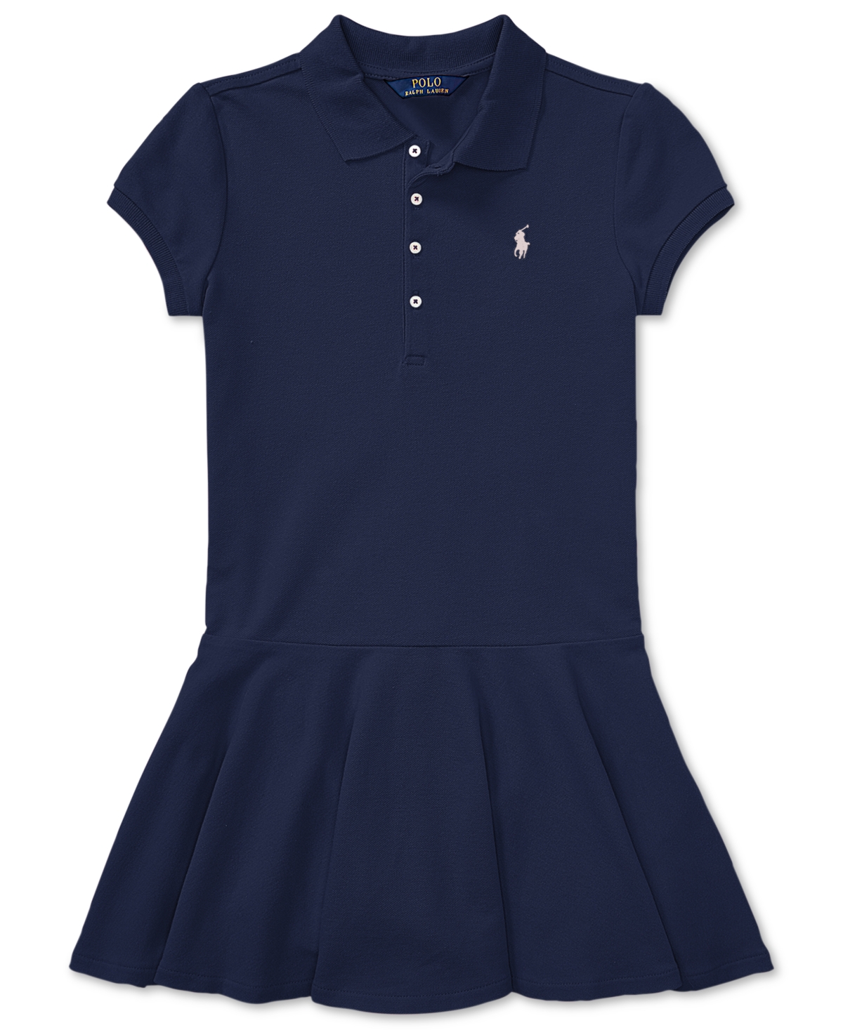 Shop Polo Ralph Lauren Toddler And Little Girls Cotton Mesh Stretch Shortsleeve Polo Dress In French Navy