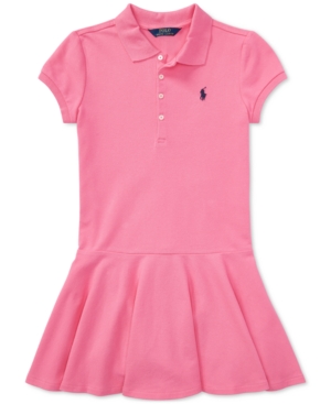 Shop Polo Ralph Lauren Big Girls Cotton Mesh Short Sleeve Polo Dress In Baja Pink