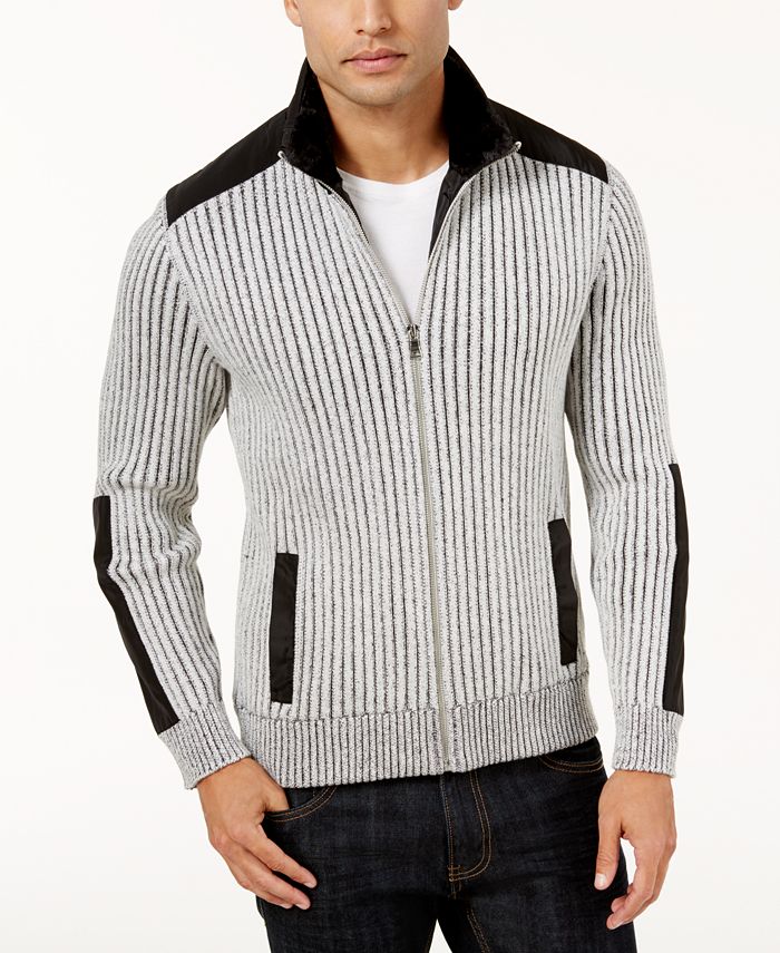 INC International Concepts I.N.C. Men's Mixed Media SweaterJacket, Created for Macy's Macy's