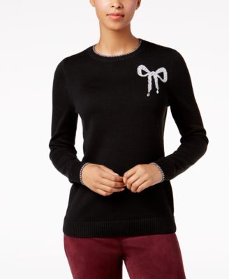 Charter Club - Petite Bow Graphic Sweater