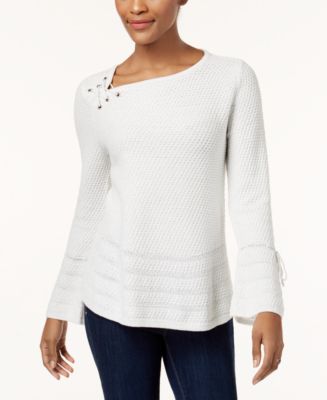 Style & Co Petite Lace-Up Sweater, Created for Macy's - Macy's