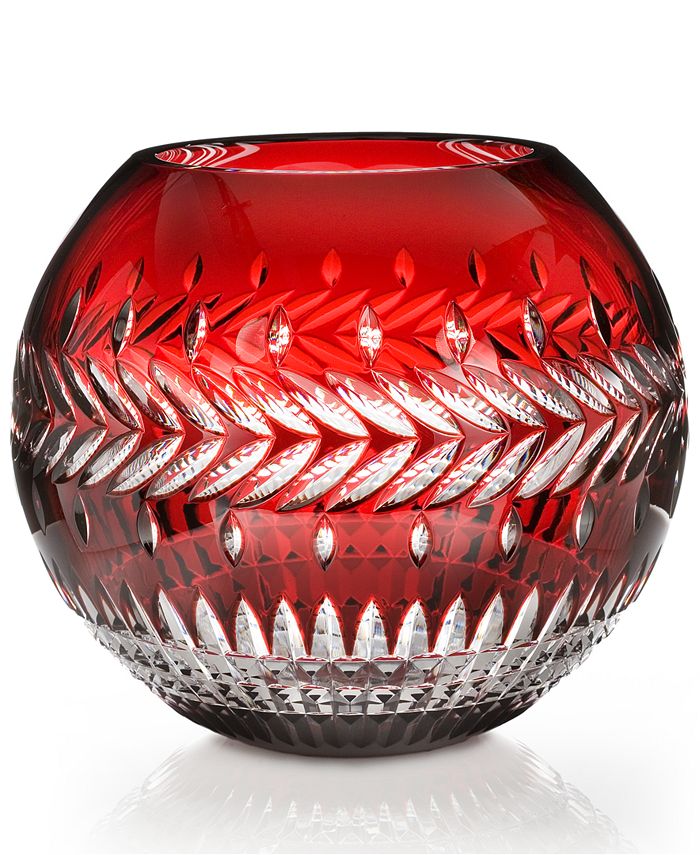 Waterford Rose Bowl Vase, Fleurology Meg Ruby Cased 12" Macy's