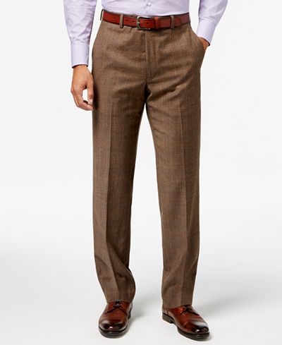 pants brown plaid suit lauren ralph ultraflex classic flannel mens