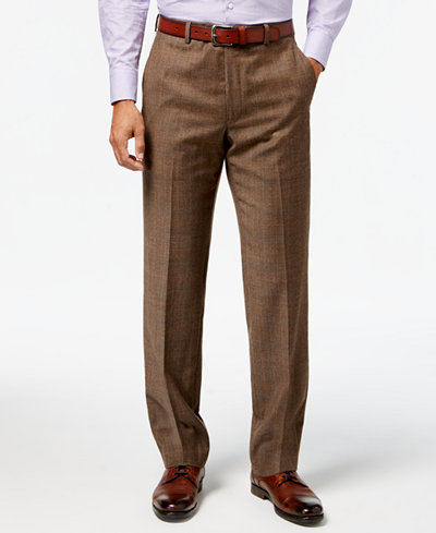 pants brown plaid suit lauren ralph ultraflex classic flannel mens