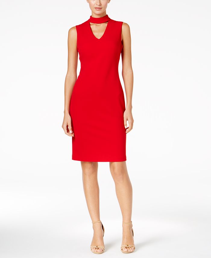 Calvin Klein Scuba Crepe Choker Sheath Dress & Reviews - Dresses - Women -  Macy's