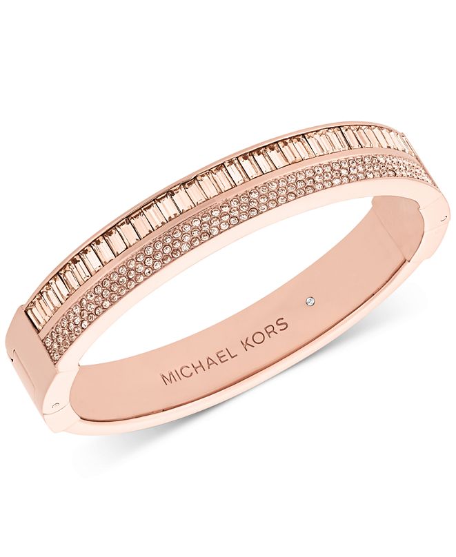 Michael Kors Gold-Tone Crystal Hinged Bangle Bracelet & Reviews ...