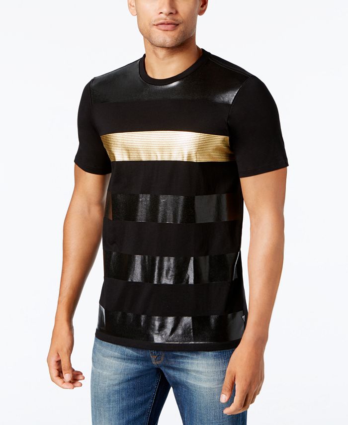 GUESS Men's Metallic-Stripe T-Shirt & Reviews - T-Shirts - Men - Macy's