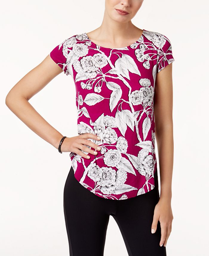 Alfani Petite Printed Shirttail Top, Created for Macy's Macy's