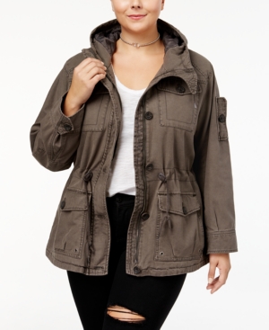 Shop Levi s Trendy Plus Size Cotton Hood Utility Jacket In Grey
