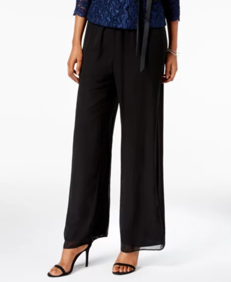 Petite Chiffon Palazzo Pants - Black
