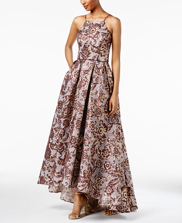 Betsy Adam Floral Brocade High Low Gown Macy s