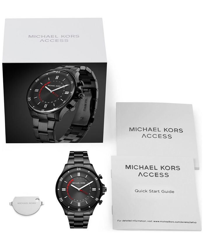Michael Kors Access Men's Reid Black Stainless Steel Hybrid Smart Watch ...