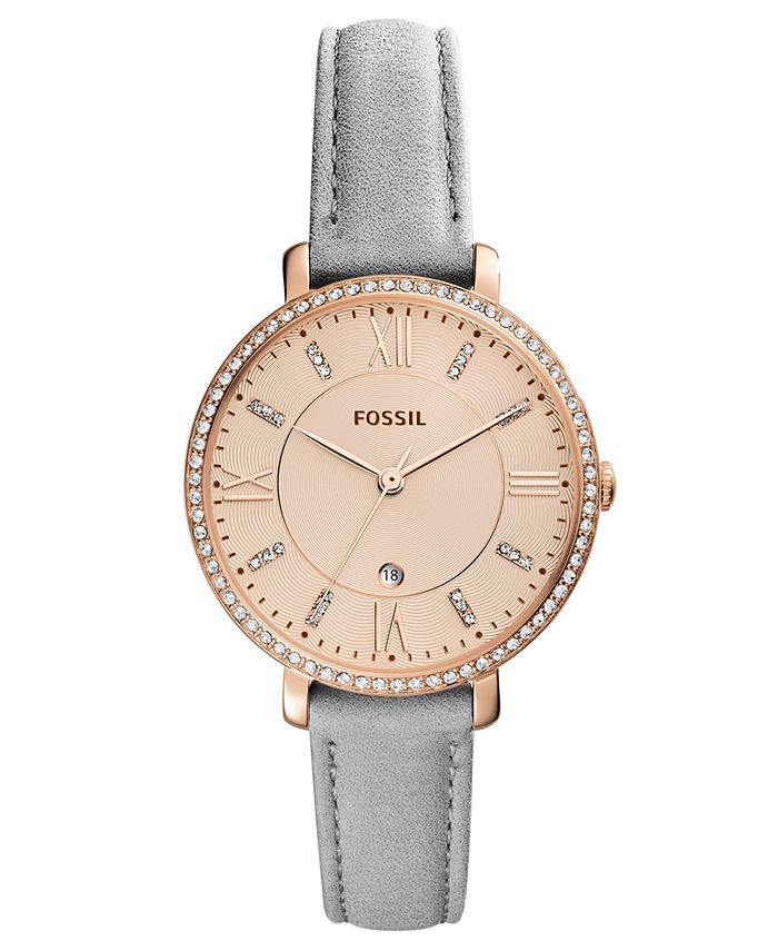 Fossil Women's Jacqueline Gray Leather Strap Watch 36mm, Created for ...