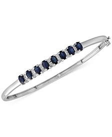 Sapphire (3-1/8 ct. t.w.) & Diamond (1/8 ct. t.w.) Bangle Bracelet in 14K Gold over Sterling Silver (Also Available in Ruby, Emerald, and Tanzanite)