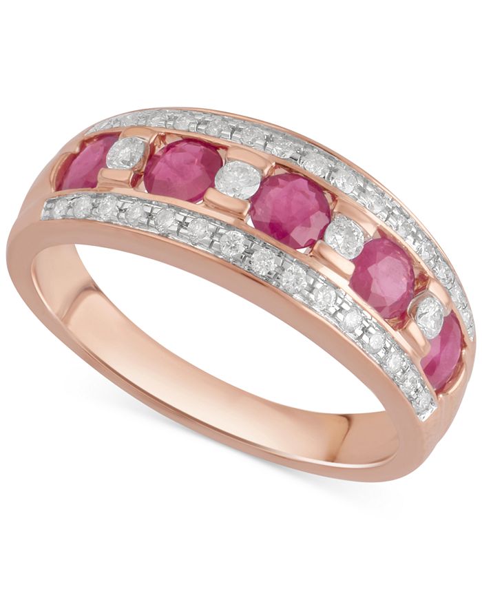 Macy's Sapphire (3/4 ct. t.w.) & Diamond (1/4 ct. t.w.) Ring in 14k ...