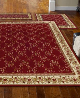 CLOSEOUT! KM Home Roma Trellis Red 3-Pc. Rug Set - Macy's
