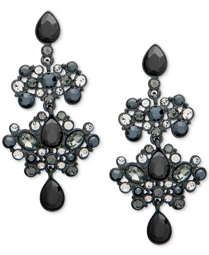 Givenchy Hematite-Tone Pavé & Black Stone Chandelier Earrings - Macy's