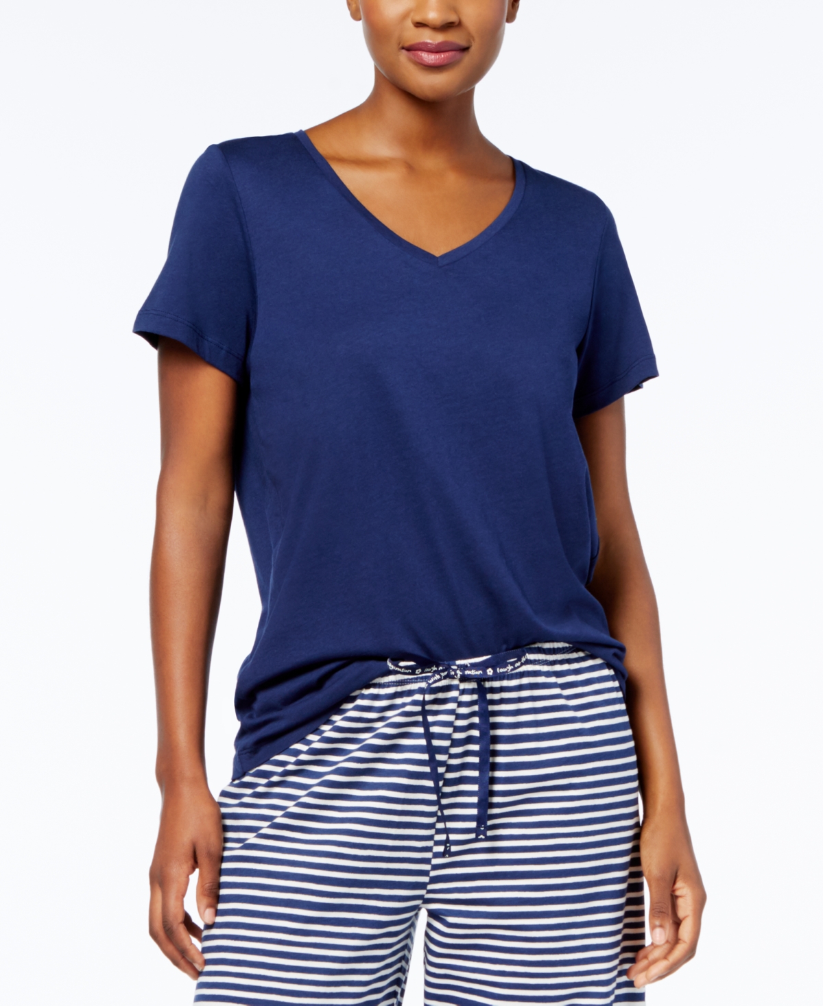 Hue Solid Short Sleeve V-Neck Sleep T-Shirt | Smart Closet