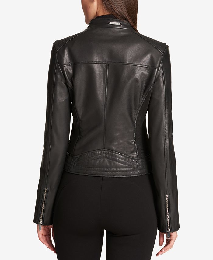 DKNY Asymmetrical Leather Jacket - Macy's