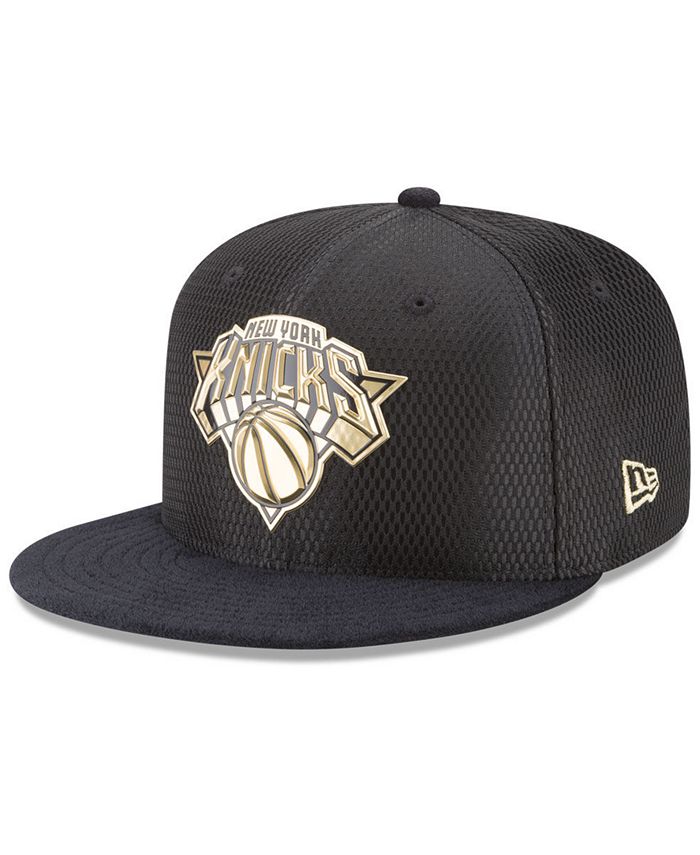 New Era New York Knicks On-Court Black Gold Collection 9FIFTY Snapback ...