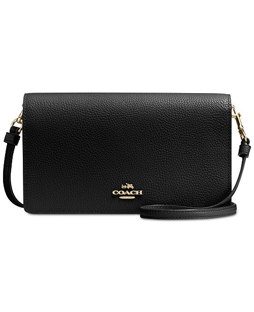 COACH Foldover Crossbody Clutch in Polished Pebble Leather & Reviews - Handbags & Accessories ...