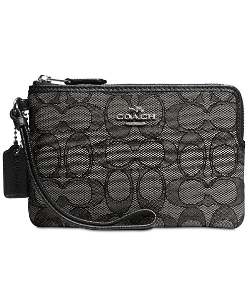 COACH Boxed Small Wristlet in Signature Jacquard & Reviews - Handbags ...