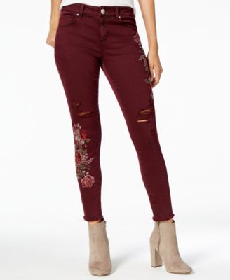 floral embroidered skinny jeans