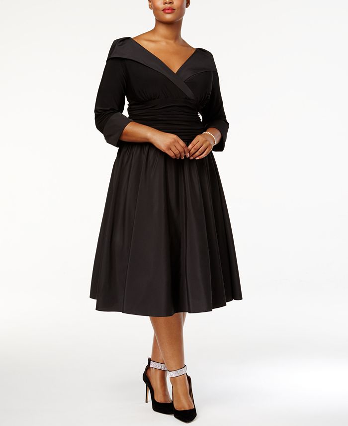 Jessica Howard Plus Size Portrait Collar A-Line Dress - Macy's