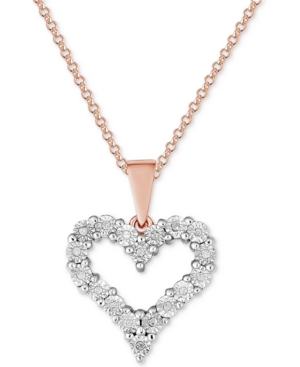 image of Diamond Heart Miracle Plate Pendant Necklace (1/10 ct. t.w.) in Sterling Silver