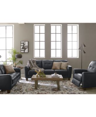 Furniture Kaleb 84" Tufted Leather Sofa and 61" Loveseat Set, Created for Macy's