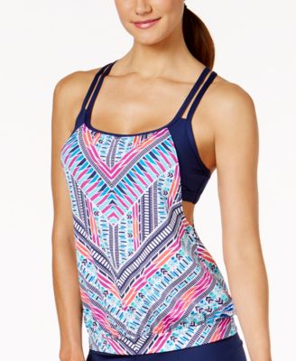 JAG - Chevron-Print Cross-Back Tankini Top