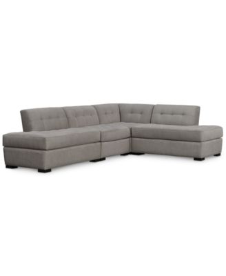 Furniture - Roxanne II Performance Fabric 4-Pc. Modular Sofa with Double Bumper Chaise, Created for Macy's