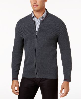 Ryan Seacrest Distinction - Men's Slim-Fit Gray Full-Zip Sweater