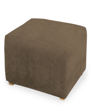Sure Fit Stretch Pique Ottoman Slipcover In Taupe
