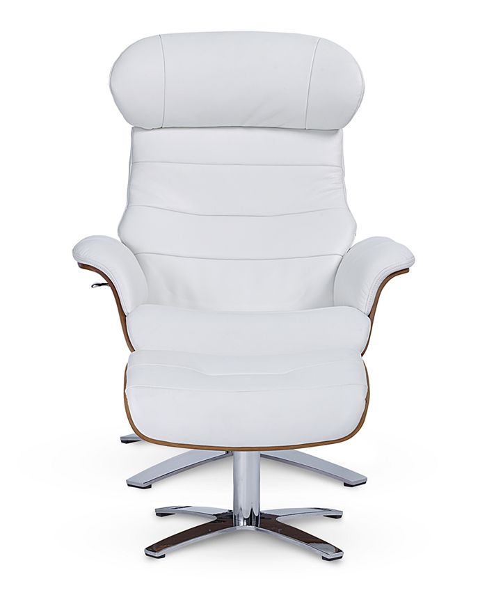 Furniture Anniston 31" Leather Swivel Chair Recliner & Ottoman Set