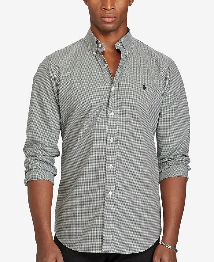 Polo Ralph Lauren Men's Men's Long Sleeve Checked Poplin Shirt - Macy's