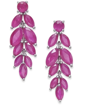 image of Ruby Leaf Drop Earrings (6-1/2 ct. t.w.) in Sterling Silver