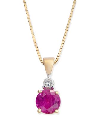 Macy's Ruby (1/2 Ct. T.w.) And Diamond Accent Pendant Necklace In 14k ...