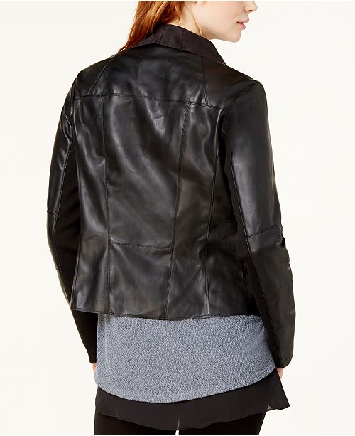 Bar III Flyaway FauxLeather Jacket, Created for Macy's & Reviews