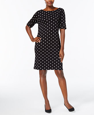 Karen Scott Petite Dot-Print Shift Dress, Created for Macy's - Macy's