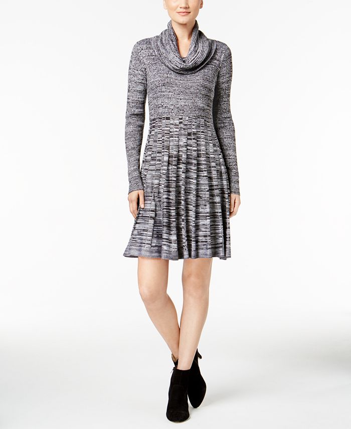 Calvin Klein Cowl-Neck Fit & Flare Sweater Dress - Macy's