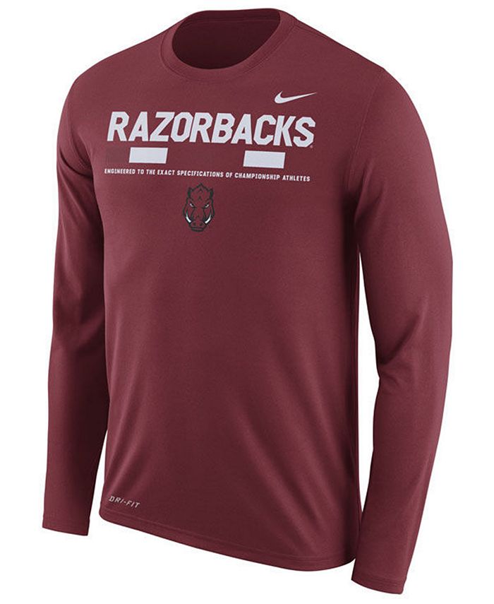 Nike Men's Arkansas Razorbacks Legend Sideline Long Sleeve T-Shirt - Macy's