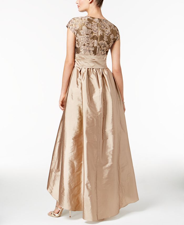 Adrianna Papell Floral-Embroidered Taffeta High-Low Gown - Macy's