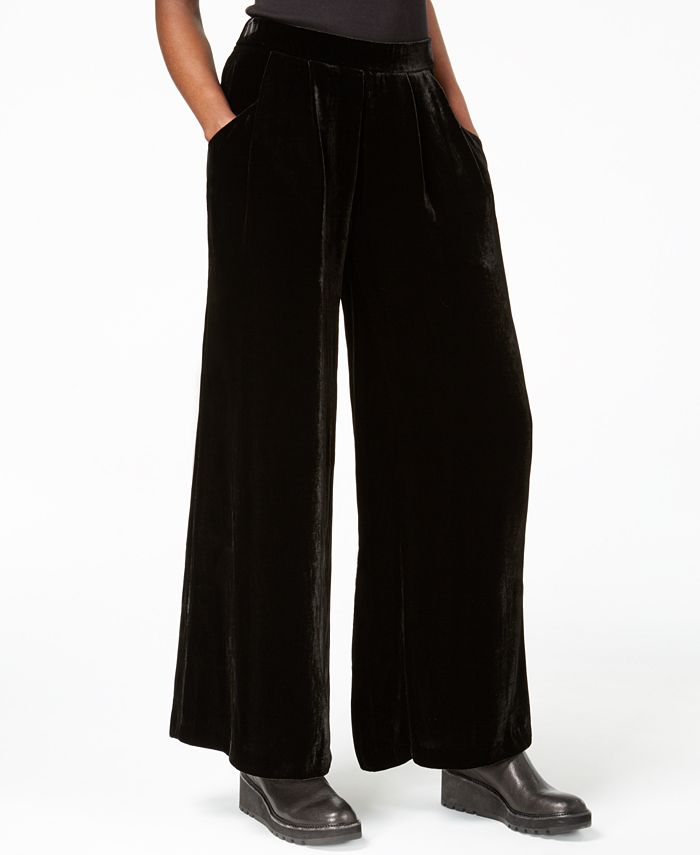 Eileen Fisher Velvet Wide-Leg Pants - Macy's
