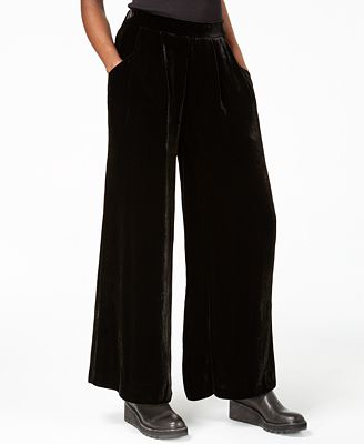 red velvet wide leg pants