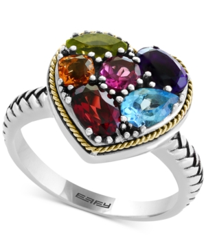 image of Balissima by Effy Multi-Gemstone Two-Tone Heart Ring (2-1/6 ct. t.w.) in Sterling Silver & 18k Gold