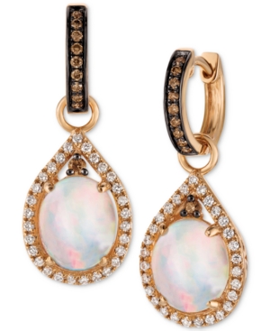 image of Le Vian Chocolatier Neopolitan Opal (2-3/8 ct. t.w.) and Diamond (5/8 ct. t.w.) Drop Earrings in 14K Rose Gold