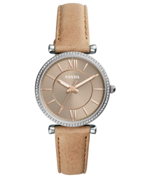 image of Fossil Women-s Carlie Sand Leather Strap Watch 35mm
