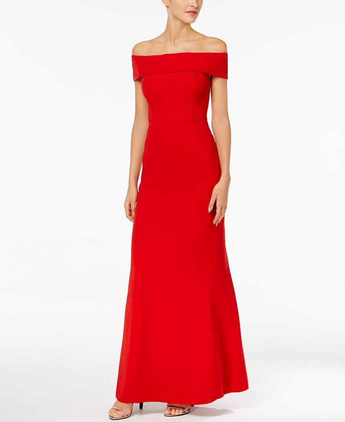 Calvin Klein Foldover Off-The-Shoulder Gown & Reviews - Dresses - Women -  Macy's