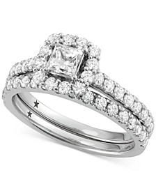 Princess Cut Halo Bridal Set (1-1/2 ct. t.w.) in 14k White or Yellow Gold